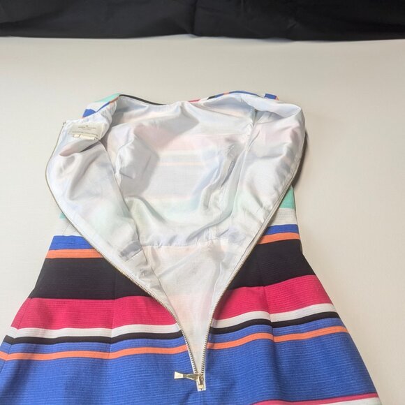 Kate Spade Tropical Stripe Mariam Dress, Fully Lined, Gold Zipper, Size 2 - Picture 7 of 15